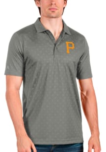 Antigua Pittsburgh Pirates Mens Grey Spark Short Sleeve Polo