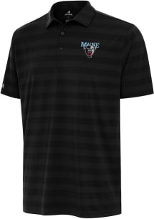 Antigua Maine Black Bears Mens Black Tunnel Short Sleeve Polo
