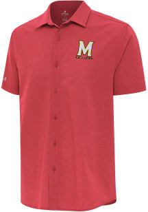 Antigua Maryland Terrapins Mens Red Activate Short Sleeve Dress Shirt