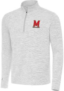 Antigua Maryland Terrapins Mens Grey Cause Long Sleeve Qtr Zip Pullover