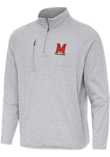 Antigua Maryland Terrapins Mens Grey Certain Long Sleeve Qtr Zip Pullover
