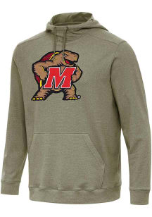 Antigua Maryland Terrapins Mens Olive Full Front Cloud Long Sleeve Hoodie