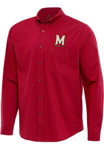 Antigua Maryland Terrapins Mens Red Flight Long Sleeve Dress Shirt