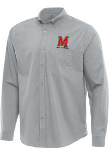 Antigua Maryland Terrapins Mens Grey Flight Long Sleeve Dress Shirt