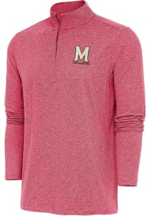 Antigua Maryland Terrapins Mens Red Hunk Long Sleeve Qtr Zip Pullover