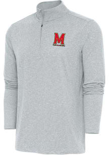 Antigua Maryland Terrapins Mens Grey Hunk Long Sleeve Qtr Zip Pullover