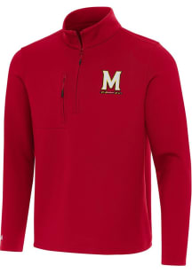Antigua Maryland Terrapins Mens Red Insider Long Sleeve Qtr Zip Pullover