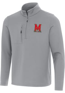 Antigua Maryland Terrapins Mens Grey Insider Long Sleeve Qtr Zip Pullover