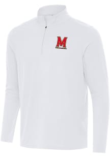 Antigua Maryland Terrapins Mens White Intent Long Sleeve Qtr Zip Pullover
