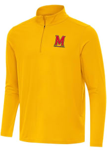 Antigua Maryland Terrapins Mens Gold Intent Long Sleeve Qtr Zip Pullover