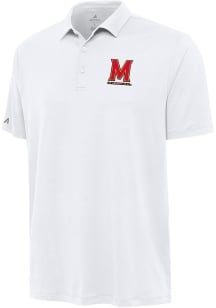 Antigua Maryland Terrapins Mens White Reprocess Recycled Short Sleeve Polo