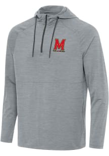 Antigua Maryland Terrapins Mens Grey Spikes Long Sleeve Qtr Zip Pullover
