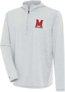 Antigua Maryland Terrapins Mens Grey Tidy Long Sleeve Qtr Zip Pullover