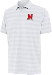 Antigua Maryland Terrapins Mens White Tunnel Short Sleeve Polo