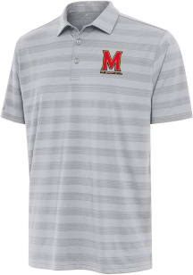 Antigua Maryland Terrapins Mens Grey Tunnel Short Sleeve Polo