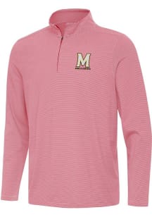 Antigua Maryland Terrapins Mens Red Twine Long Sleeve Qtr Zip Pullover