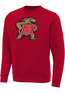 Antigua Maryland Terrapins Mens Red Full Front Victory Long Sleeve Crew Sweatshirt