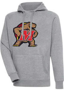 Antigua Maryland Terrapins Mens Grey Full Front Victory Long Sleeve Hoodie