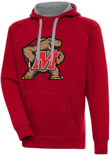Antigua Maryland Terrapins Mens Red Full Front Victory Long Sleeve Hoodie