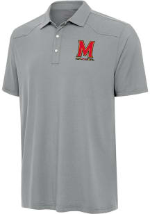 Antigua Maryland Terrapins Mens Grey Western Short Sleeve Polo