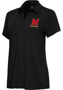 Antigua Maryland Terrapins Womens Black Era Short Sleeve Polo Shirt