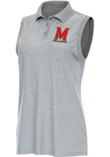 Antigua Maryland Terrapins Womens Grey Recap Polo Shirt