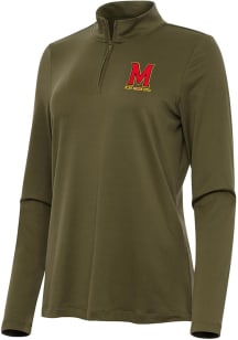 Antigua Maryland Terrapins Womens Olive Reprocess Recycled Qtr Zip