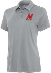 Antigua Maryland Terrapins Womens Grey Reprocess Recycled Short Sleeve Polo Shirt