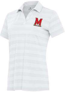 Antigua Maryland Terrapins Womens White Tunnel Short Sleeve Polo Shirt