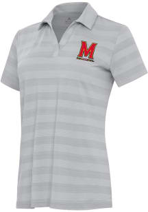 Antigua Maryland Terrapins Womens Grey Tunnel Short Sleeve Polo Shirt