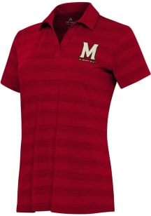 Antigua Maryland Terrapins Womens Red Tunnel Short Sleeve Polo Shirt