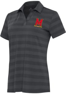 Antigua Maryland Terrapins Womens Grey Tunnel Short Sleeve Polo Shirt