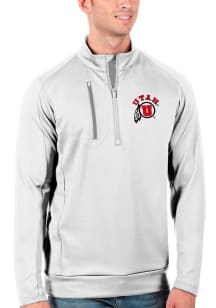 Antigua Utah Utes Mens White Generation Long Sleeve Qtr Zip Pullover