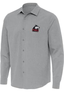 Antigua Northern Illinois Huskies Mens Grey Exposure Long Sleeve Dress Shirt