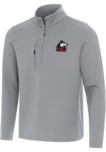 Antigua Northern Illinois Huskies Mens Grey Insider Long Sleeve Qtr Zip Pullover