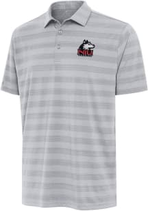 Antigua Northern Illinois Huskies Mens Grey Tunnel Short Sleeve Polo