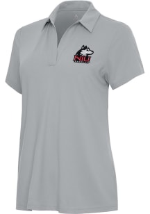 Antigua Northern Illinois Huskies Womens Grey Era Short Sleeve Polo Shirt