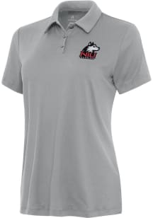 Antigua Northern Illinois Huskies Womens Grey Reprocess Recycled Short Sleeve Polo Shirt