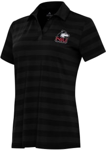 Antigua Northern Illinois Huskies Womens Black Tunnel Short Sleeve Polo Shirt