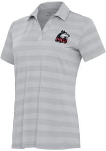 Antigua Northern Illinois Huskies Womens Grey Tunnel Short Sleeve Polo Shirt
