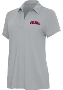 Antigua Ole Miss Rebels Womens Grey Era Short Sleeve Polo Shirt