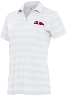 Antigua Ole Miss Rebels Womens White Tunnel Short Sleeve Polo Shirt