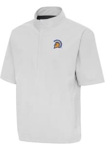 Antigua San Jose State Spartans Mens Grey Brisk Short Sleeve Jacket