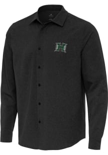 Antigua Hawaii Warriors Mens Black Exposure Long Sleeve Dress Shirt