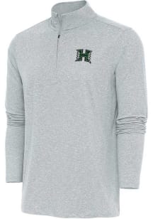 Antigua Hawaii Warriors Mens Grey Hunk Long Sleeve Qtr Zip Pullover
