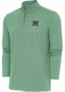 Antigua Hawaii Warriors Mens Green Hunk Long Sleeve Qtr Zip Pullover