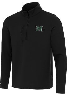 Antigua Hawaii Warriors Mens Black Insider Long Sleeve Qtr Zip Pullover