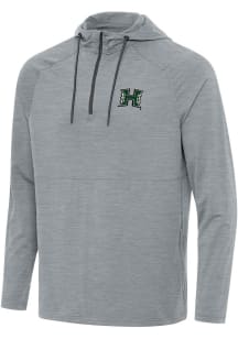 Antigua Hawaii Warriors Mens Grey Spikes Long Sleeve Qtr Zip Pullover