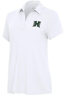 Antigua Hawaii Warriors Womens White Era Short Sleeve Polo Shirt