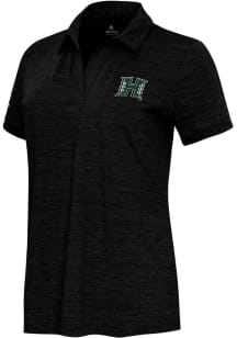 Antigua Hawaii Warriors Womens Black Layout Short Sleeve Polo Shirt